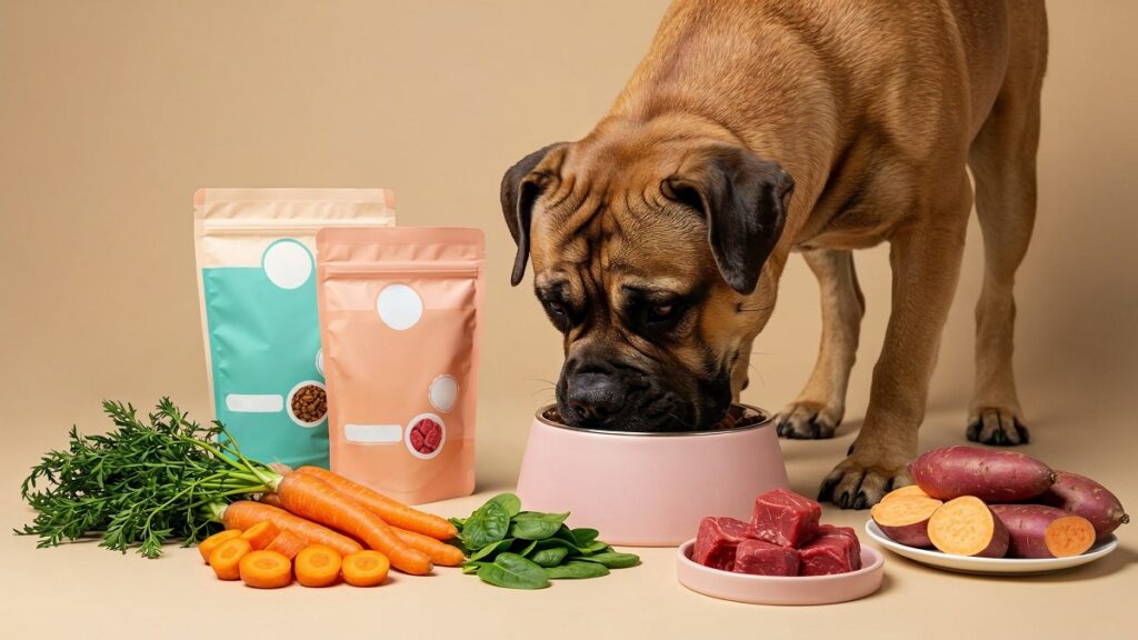 Expert infographic by Zeke explaining how water weight in raw chicken evaporates during dog food production, reducing its actual protein content.