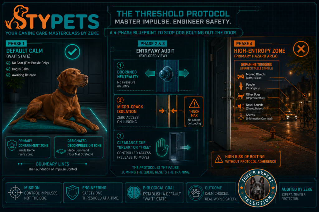 A technical STYPETS medical infographic for a dog grooming health check. The blueprint compares a healthy canine ear canal against yeast overgrowth (Malassezia) and bacterial infection profiles, detailing the visual, waxy discharge, and odor signals. It includes a 3-step preventative cotton ball airlock procedure. Verified by Zeke.