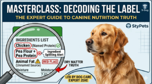 Expert guide by Zeke at StyPets on decoding dog food labels for optimal canine nutrition.