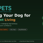 Training Dog for Apartment Living A feature image schematic infographic by Zeke illustrating the STYPETS Elevator Protocol for apartment dog training. It contrasts input from a reactive dog facing a confined threshold challenge with a structured 5-phase desensitization schematic (lobby, entry, ride, social, proofing) for navigating multi-story buildings, culminating in a calm, confident urban dog result.